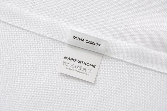 Maroyathome - OLIVIA - Rideau voilage avec ruban plissé - prêt à poser avec crochets - Wit brillant - Aspect lin - 300 x 260 cm - 300 cm de large et 260 cm de haut/long - avec câble de suspension