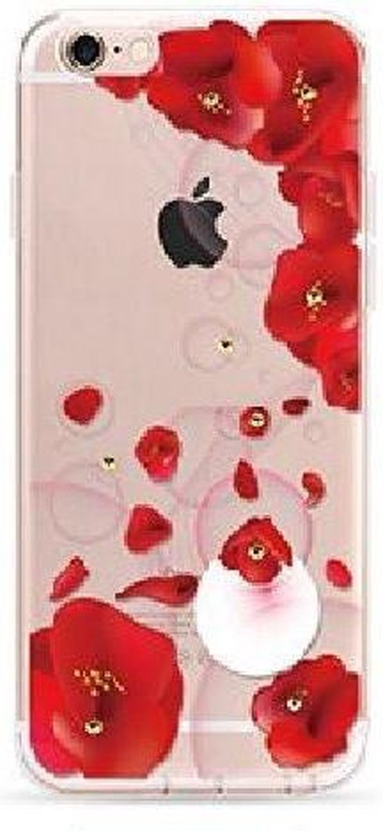 OU Case 3D Rode Bloem Met Studs Hoesje iPhone 6 / 6S Plus