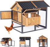 Bol.com MaxxPet Kippenhok - Kippenren met buitenverblijf - Kippenverblijf met Uitloopren - Houten-Metalen buitenhok - 142x126x124cm aanbieding