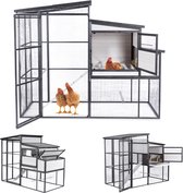 Bol.com MaxxPet Kippenhok - Kippenren met buitenverblijf - Kippenverblijf met Uitloopren - Houten-Metalen buitenhok - 236x120x184cm aanbieding