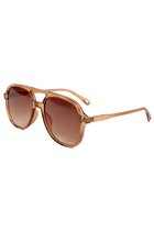 Lunettes de soleil aviateur rondes KIMU Motor - Monture marron transparente en plastique - Verres dégradés marron - Lunettes de soleil moto rétro homme femme Festival