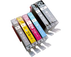 KATRIZ® huismerk inkt PGI530XL CLI531XL / PGI-530 CLI-531 / 530XL 531XL ( Foto zwart, Zwart, Cyaan, Magenta, Geel en Grijs | Geschikt voor Canon PIXMA TS8750 / Canon PIXMA TS8751