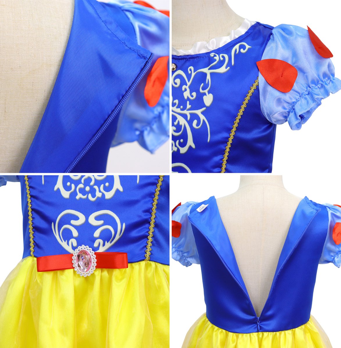 Joya Kids® Sneeuw Prinses Verkleedjurk Meisjes | Prinsessenjurk Blauw en Geel met Accessoires | Kroon, Staf, Handschoenen & Sieraden | Verkleedset Prinses Meisje | Carnaval & Verjaardag | — afbeelding 9