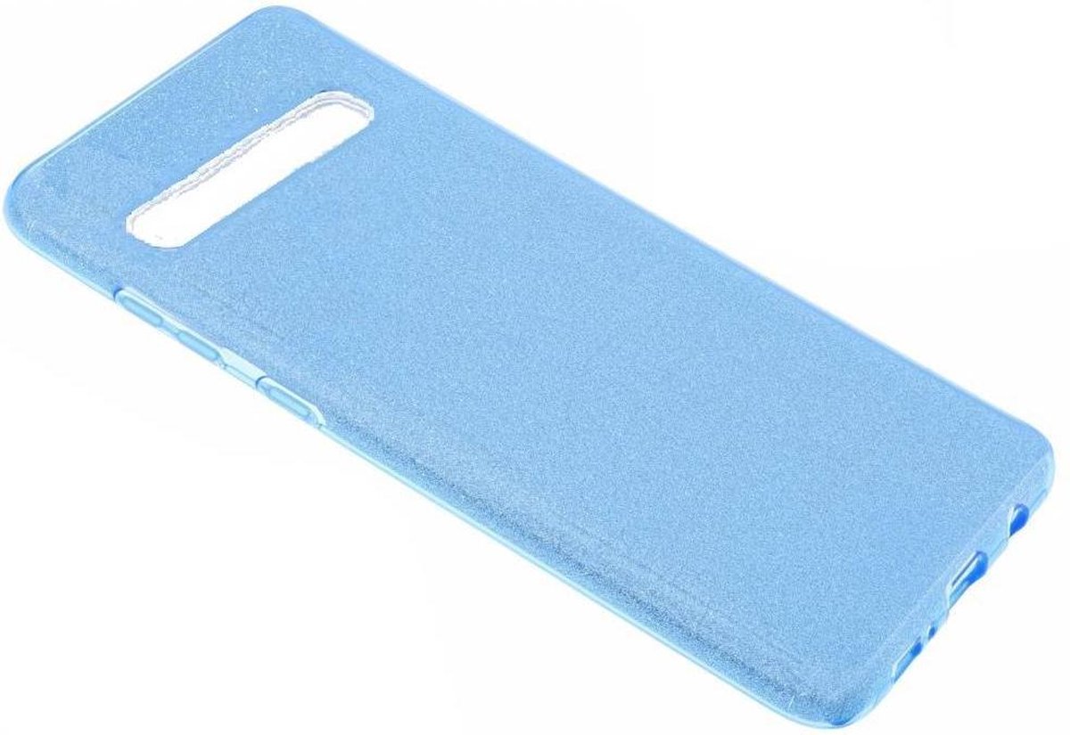 Ntech Hoesje Geschikt Voor Samsung Galaxy S10+ Plus Blauw Glitter TPU Back Cover Hoesje