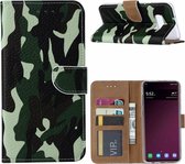 Ntech Samsung Galaxy S10e Camouflage Boek hoesje met Pasjesruimte