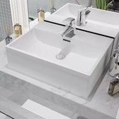 vidaXL Lavabo avec trou pour robinet blanc 51,5x38,5x15 cm céramique