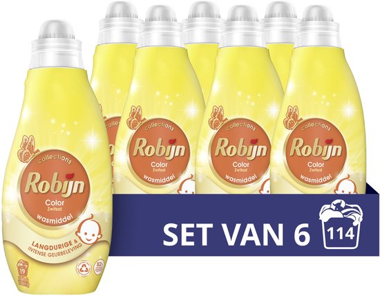 Robijn Klein & Krachtig Collections Vloeibaar Wasmiddel - Color Zwitsal - met 80% biologisch afbreekbare ingrediënten - 6 x 19 wasbeurten
