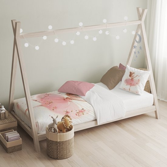 Housse de couette Kinder Eleganzzz Ballerine - Pink - 140 x 200/220 cm - Housse de couette Enfants - Micropercal - Simple