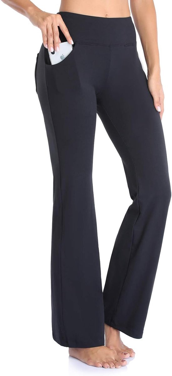 1 STUKS Licht uitlopende wijde broek - Elastische hoge taille yogabroek - Fitness - Met zakken - L — afbeelding 4