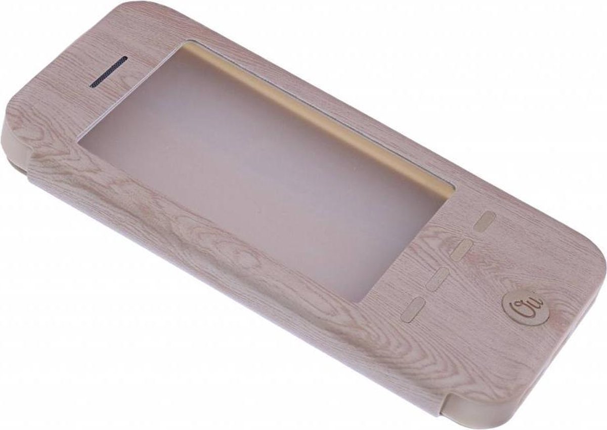 OU Case Goud Wood look Window Cover Hoesje voor iPhone 5 / 5S / SE.