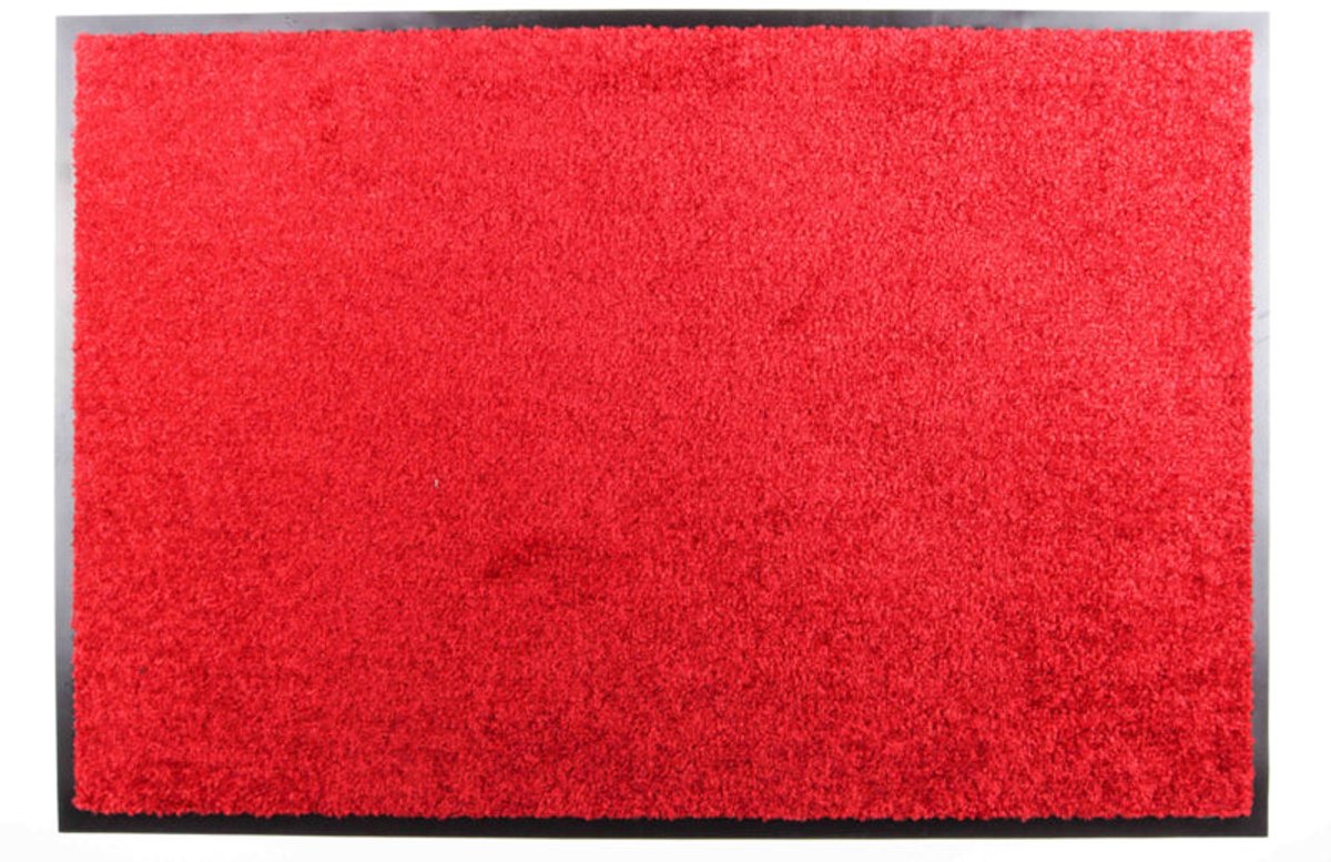 Schoonloopmat met rand Deluxe rood 60x90cm - Deurmat binnen - Wasbaar