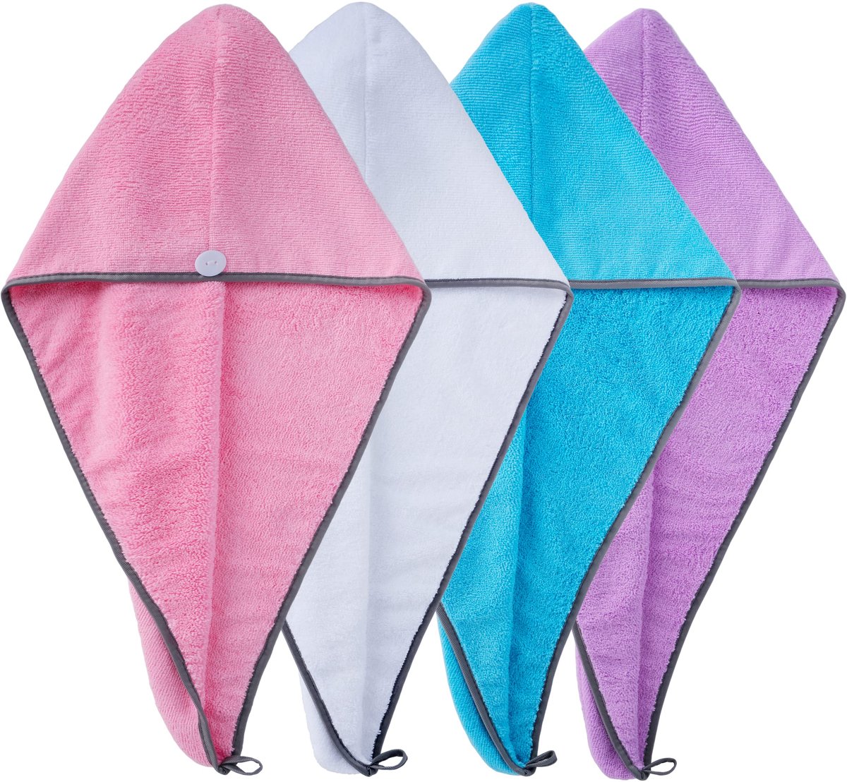Ibenzoa® Super Zachte Microvezel Haartulbanden Set voor Snel en Veilig Haar Drogen, 4 Stuks, Multicolor