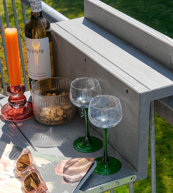 GoudmetHout Balkontafel Niet Inklapbaar XL - Balkonbar- Balkon Tafel Hout 99 Cm Grey Wash Reling Breed GoudmetHout Balkontafel Niet Inklapbaar XL - Balkonbar- Balkon Tafel Hout 99 Cm Grey Wash Reling Breed