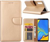 Étui en cuir TPU Samsung Galaxy A7 2018 Goud Book Type / Wallet