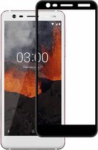 Nokia 3.1 full cover Screenprotector Tempered Glass Zwart