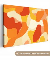 Canvas schilderij 150x100 cm - Exclusieve wanddecoratie Abstract - Vormen - Oranje - Muurdecoratie woonkamer - Slaapkamer decoratie - Kamer accessoires - Schilderijen op canvas