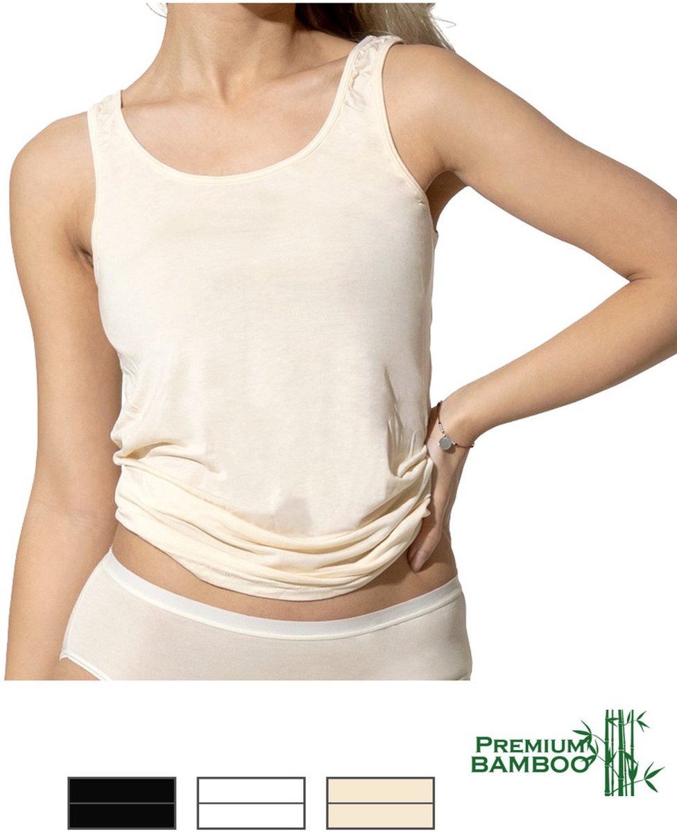 Bamboe dames shirt – tank top – champagne – 2 paar – maat L