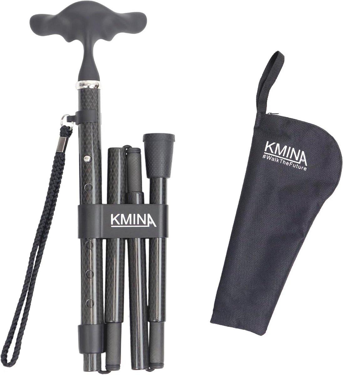 Inklapbare Wandelstok voor Senioren met Ergonomische Handgreep - Ultralichte Koolstofvezel Stok