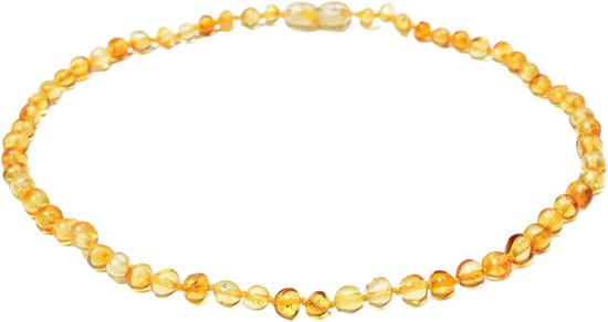 Jikkies ® - Barnsteen Ketting - Natuurlijk Baltisch Barnsteen - Pijnstillend tegen doorkomende tandjes - Honing - 32CM van Jikkies — afbeelding 2