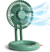 Stille Ventilator USB - 7 Uur - Draadloos - Aircooler - Tafelventilator - Bureau / Desktop - Mini - Oplaadbaar - Fan - Vakantie - Groen - Silvergear