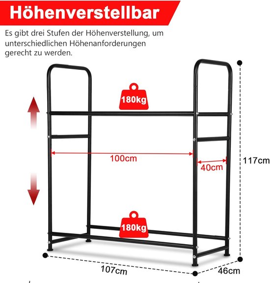 Ruimtebesparend Bandenrek voor 8 Banden - Draagvermogen 180 kg - Ideaal voor Garage en Kelder van Merkloos — afbeelding 3