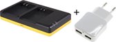 Huismerk Duo lader voor 2 camera accu's Olympus BLN-1 + handige 2 poorts USB 230V adapter