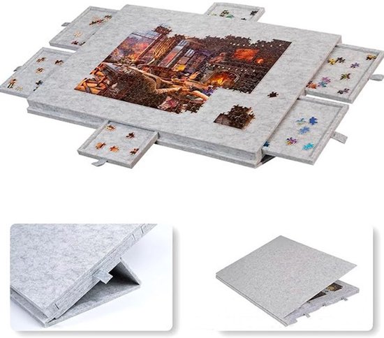 TNOMSNO Puzzelmat, 2000 stukjes, puzzelmat 2000, 1500, 1000 Pezzi, draagbare vilten puzzelmat, oprolbaar, 120 x 80 cm, zwart