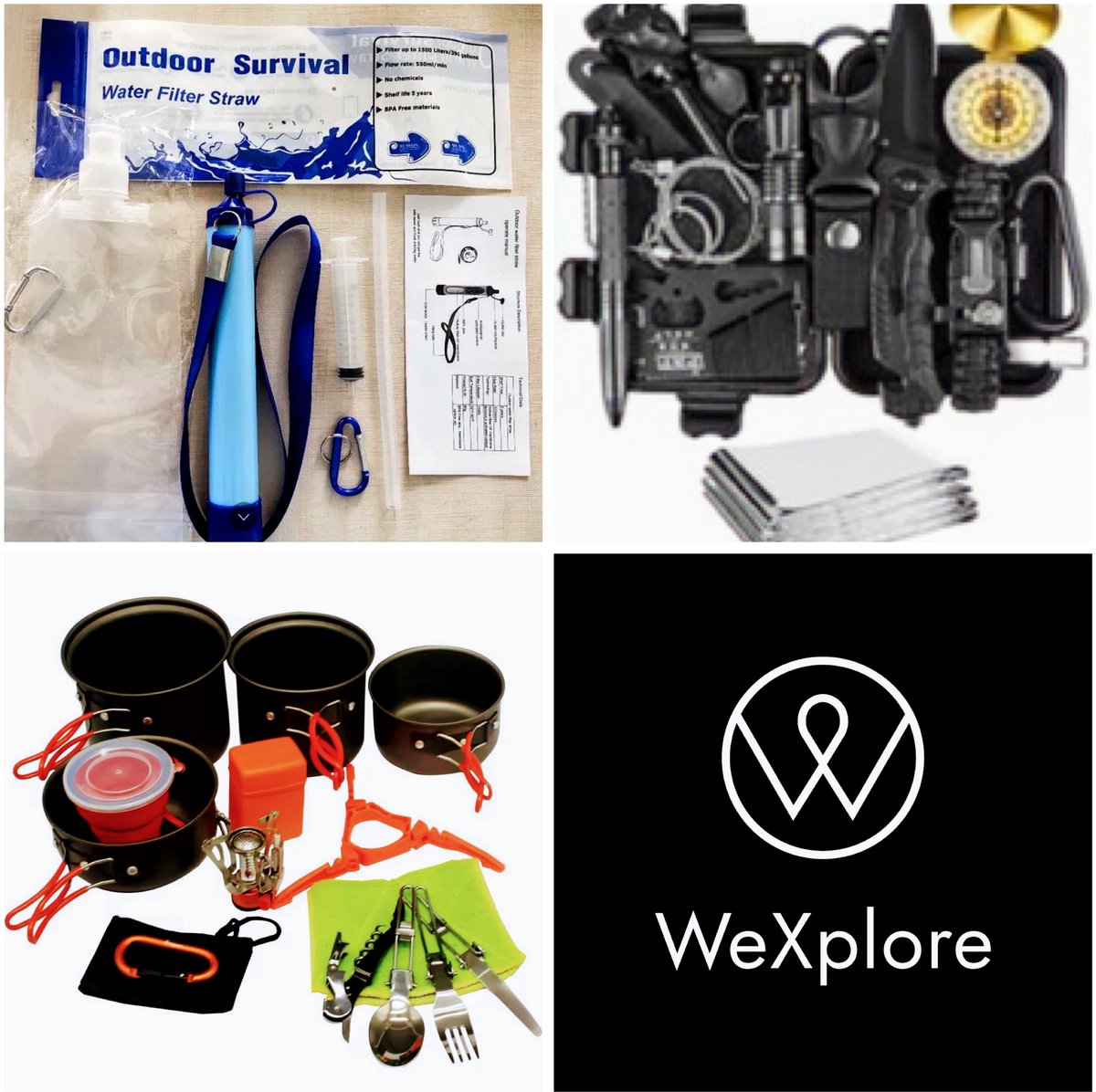 WeXplore Overlevingspakket - Combinatiepakket Survival - Survivalpakket - Waterfilter - Pannenset - Pannenset Camping