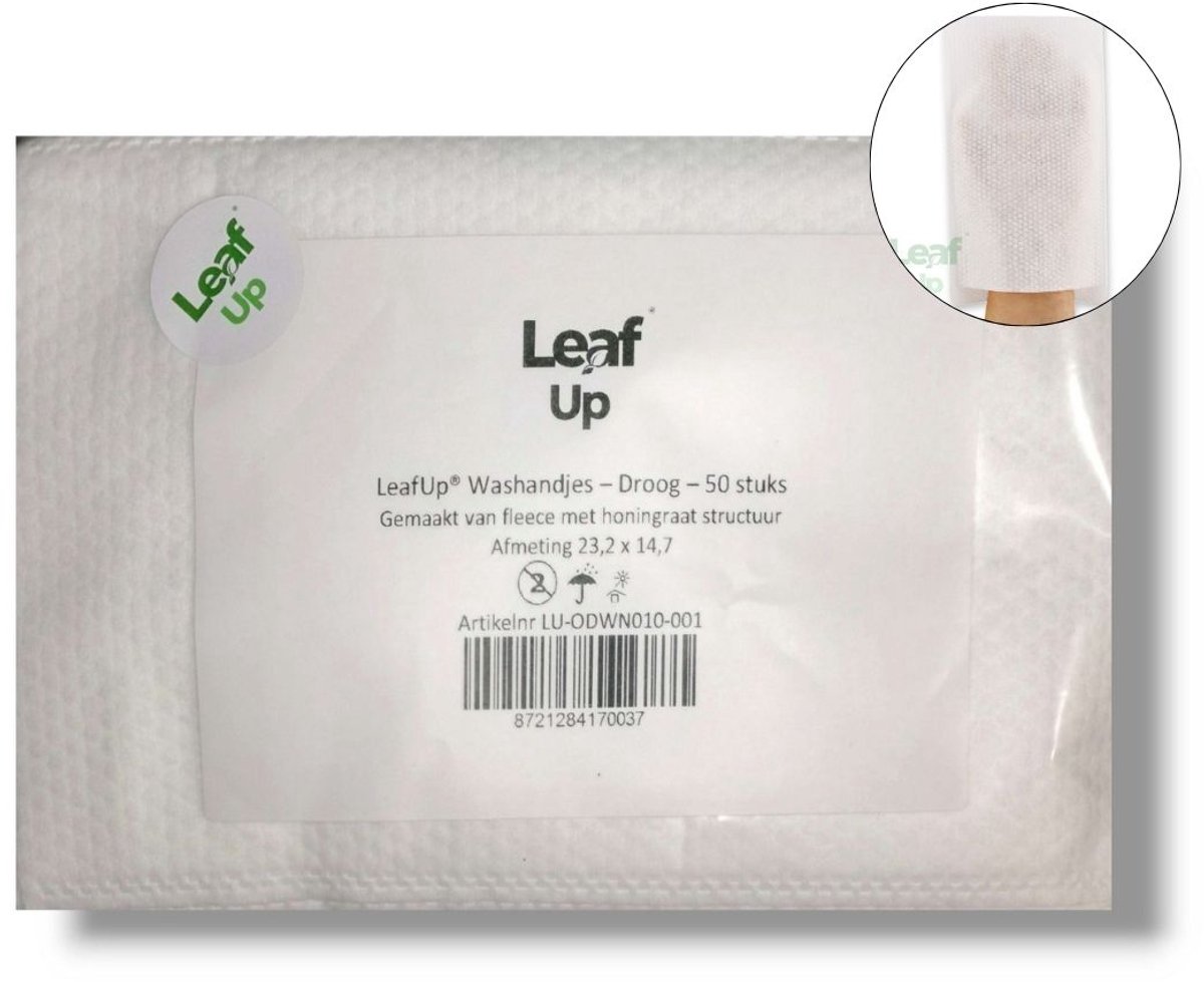 LeafUp® Wegwerp Washandjes - zacht en droog - 50 stuks - Ideaal voor thuis en onderweg (B)