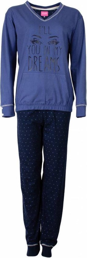 Irresistible Dames Pyjama - Katoen - Blauw - Maat L