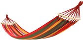 Bol.com WVspecials Dubbele Hangmat Rood met Spreidstok en Touwen - 1 of 2 Persoons - Lig Oppervlak 190x150cm - Lengte 260cm aanbieding