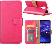 Étui en cuir TPU de type livre / portefeuille rose pour Huawei Mate 20 Lite