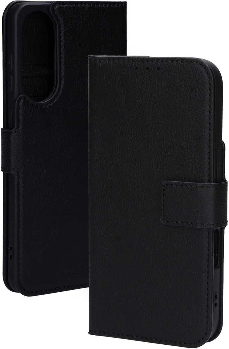 Mobiparts hoesje geschikt voor Samsung Galaxy S25 Edge - Wallet/Boekhoesje - Eco Leer - Magneet Sluiting - Opberg vakken - Zwart