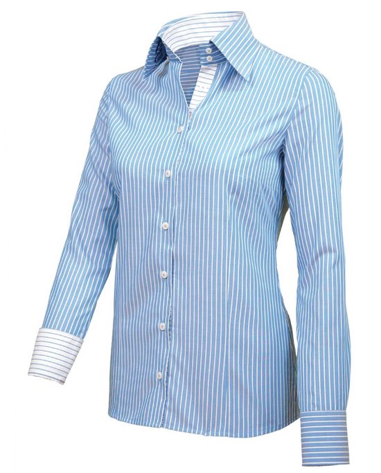 Giovanni Capraro 29302-36 Dames Blouse, gestreept, blauw-wit | maat 50