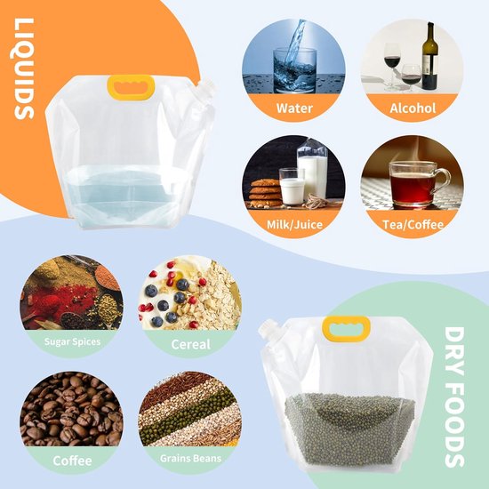 3 stuks - Wateropslagzak - Wateropbergtas - Waterzak - water tas - opvouwbare nood waterzak - 10L lekvrije - vriesbestendige kampeer waterzak - doorzichtige plastic waterkan - voor buitensporten , wandelen , bergbeklimmen - transparant - 40*37 cm van Merkloos — afbeelding 3