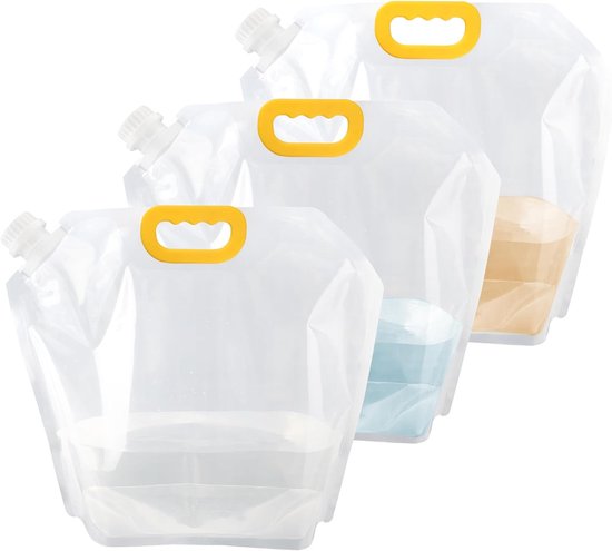 3 stuks - Wateropslagzak - Wateropbergtas - Waterzak - water tas - opvouwbare nood waterzak - 10L lekvrije - vriesbestendige kampeer waterzak - doorzichtige plastic waterkan - voor buitensporten , wandelen , bergbeklimmen - transparant - 40*37 cm