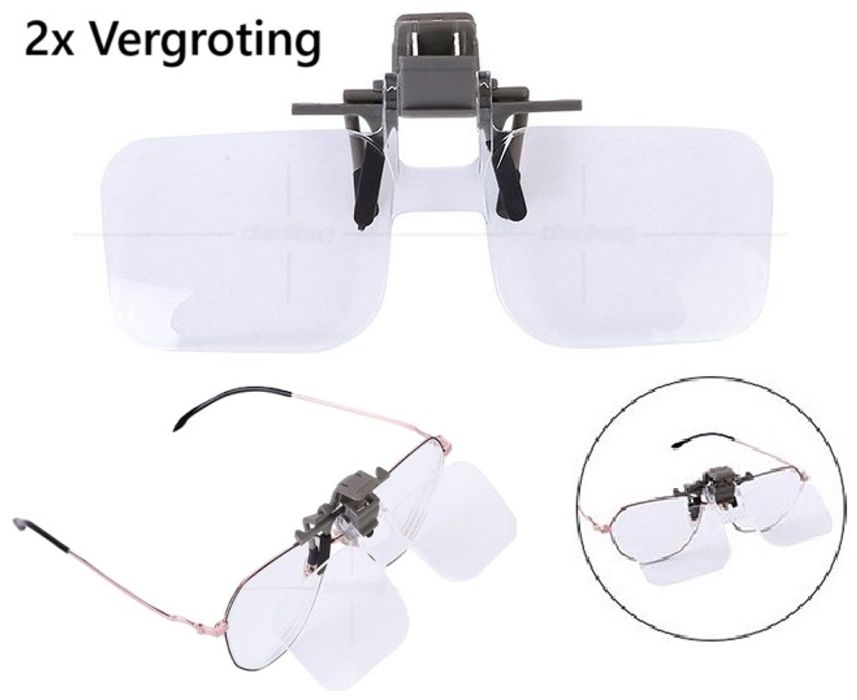 Clip-on vergrootglas, 1.5x 2.5x 3.5x vergroting Vergrootglas met plastic hoesje Clip-on bril Type 75 * 28mm/2.95 * 1.1in voor lezen/hobby/ambachten
