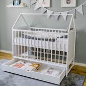 Babybed met lade ledikant ledikant 60x120 cm wit in hoogte verstelbaar en ombouwbaar co-sleeper bed 60 x 120