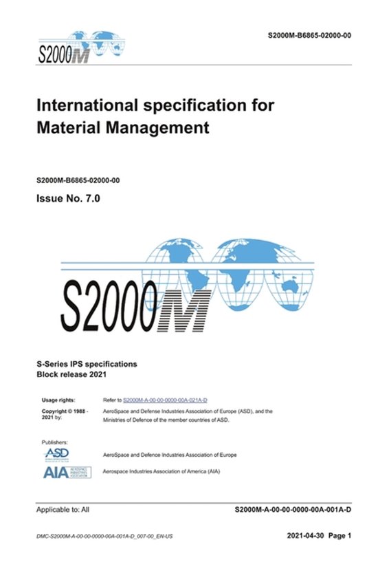 S2000M, International specification for Material Management, ... - cover
