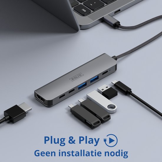 Hub USB C Rolio - HDMI 4K - USB 3.0 - USB-C