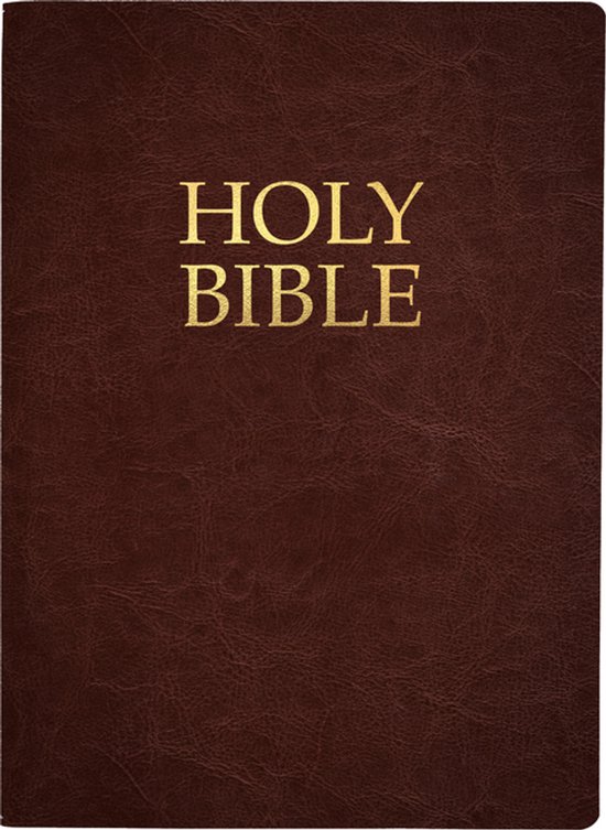Bible en cuir marron avec l'inscription dorée "HOLY BIBLE".