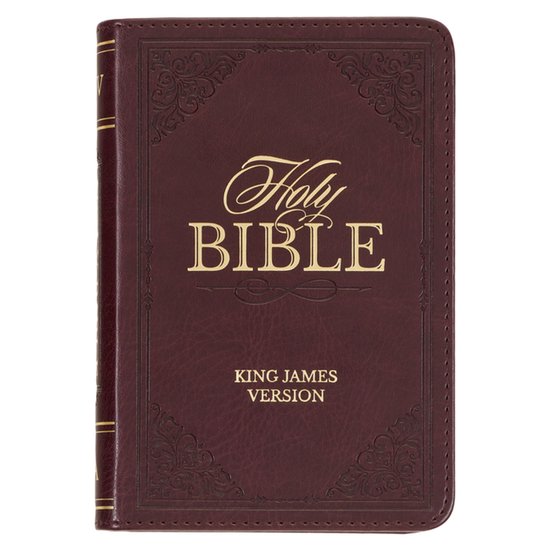 KJV Holy Bible, Mini Pocket Size, Faux Leather Red Letter Edition - Ribbon Marker, King James Version, Burgundy
