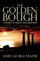 De omslag van "The Golden Bough" toont drie antieke zuilen op een heuvel bij zonsondergang. De titel en auteursnaam zijn in gouden letters.