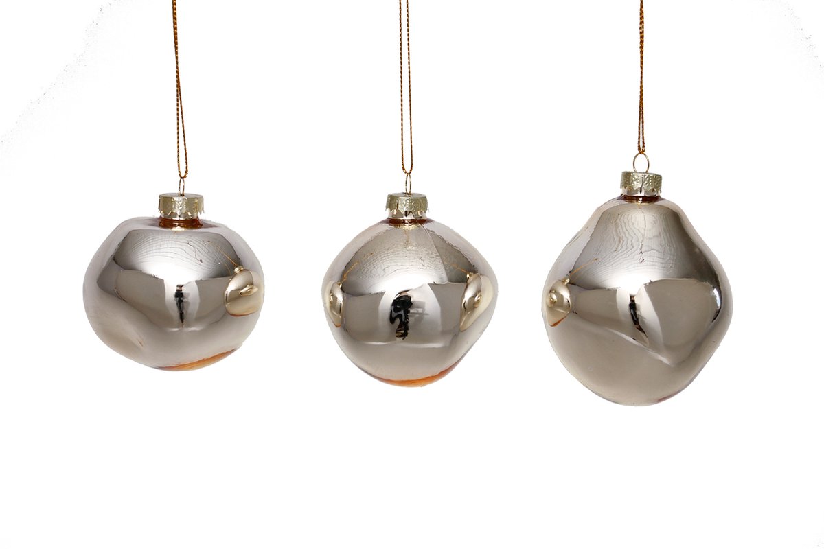 by Mooss - Kerstballen - Set van 6 - Champange - Organisch - Ø 8 cm - Kerst