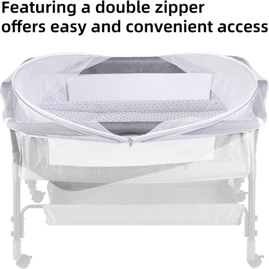 Klamboe - Muggennet - Klamboebed - Opvouwbaar - 55cmx100cm - Wit - Anti-Muggen - Lichtgewicht - Met rits - Voor babybedje — afbeelding 3