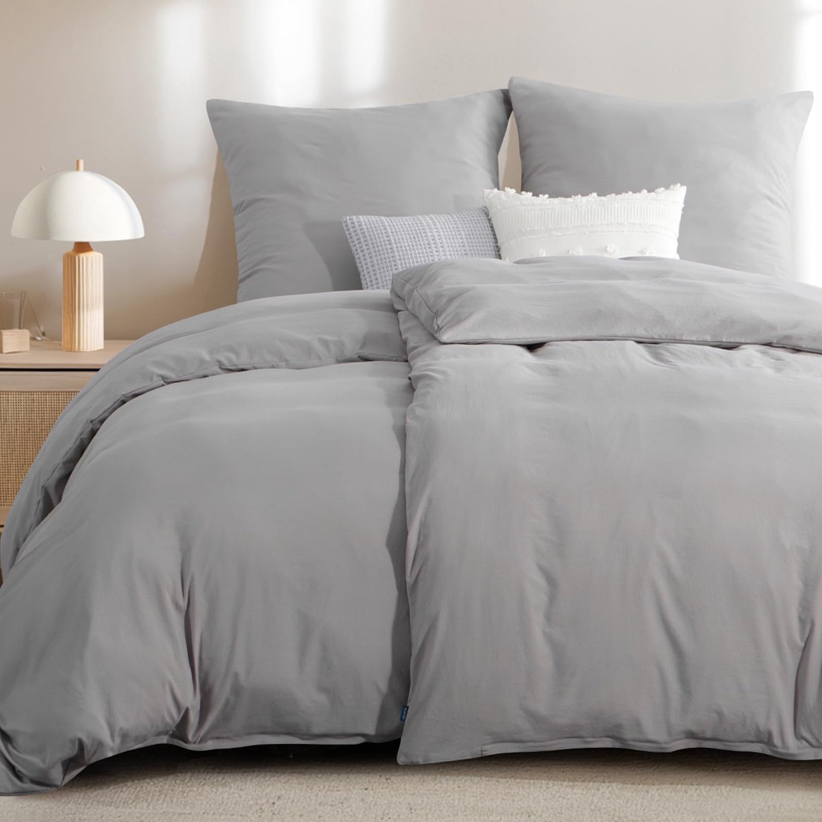 Unyqoos Zacht en Luxe 4-delige Beddengoedset voor Comfortabele Slaapervaring grijs