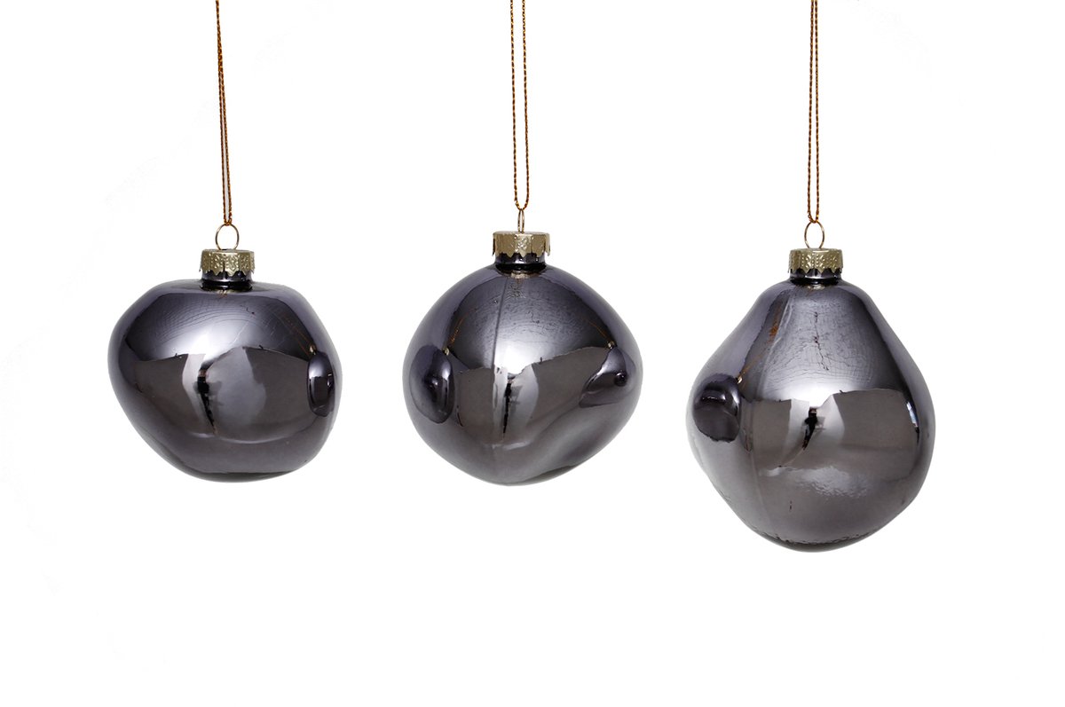 by Mooss - Kerstballen - Set van 6 - Smoked Grey - Organisch - Ø 8 cm - Kerst