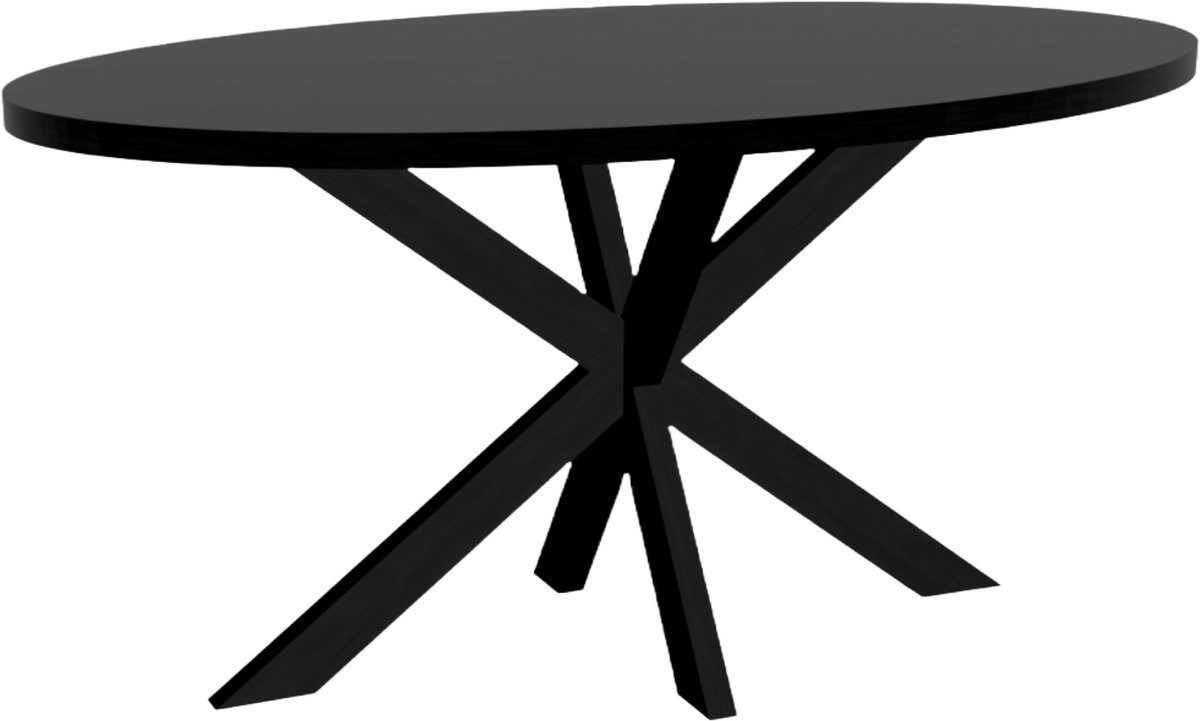 Eettafel ovaal melamine 160cm Tommy zwart ovale tafel