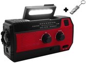 Noodio noodradio Solar Opwindbaar en Batterij - Inclusief Noodfluitje - Noodpakket - Draagbare Survival Radio - 4000 mAh - Powerbank Zonneenergie - Bouwradio - Zaklamp – Rood
