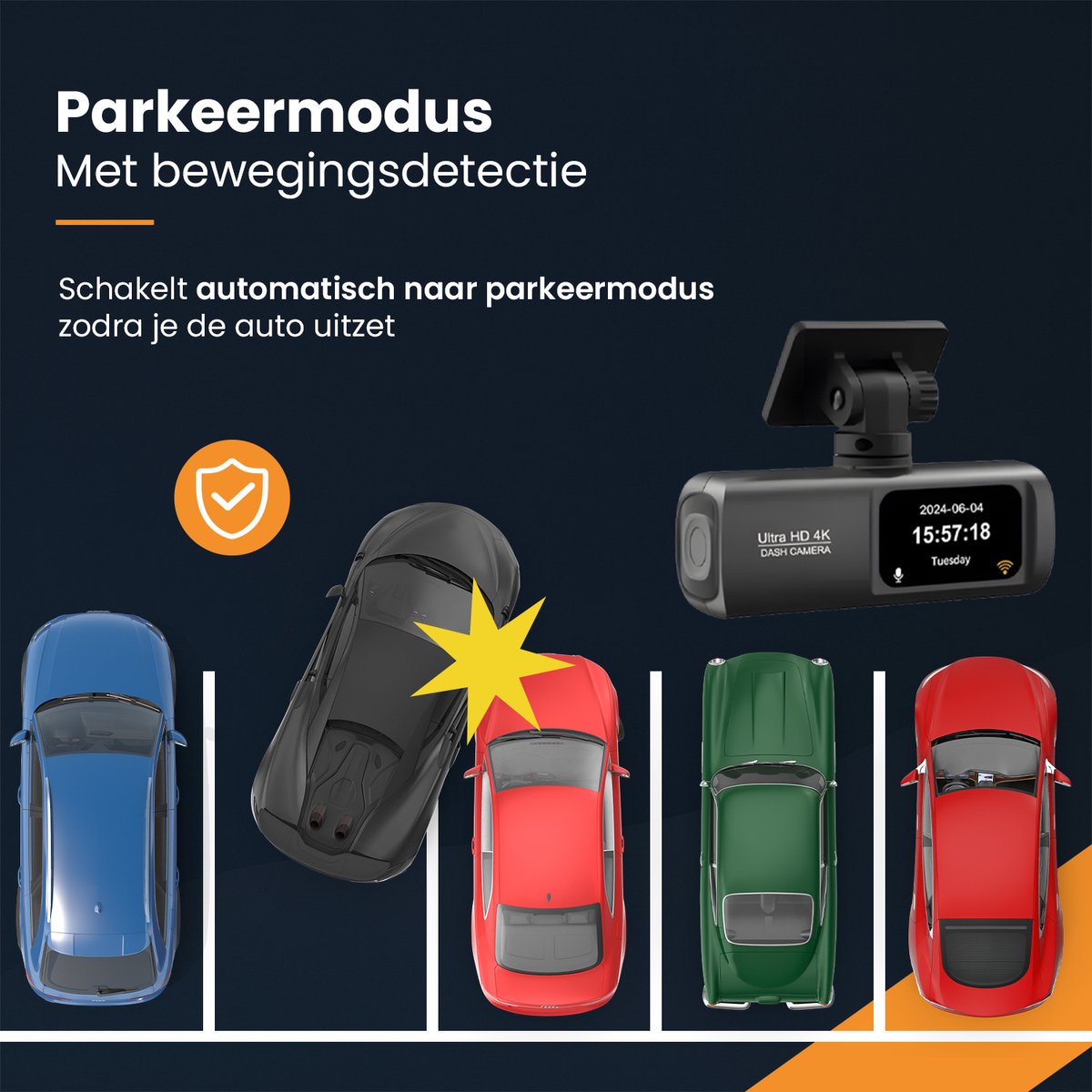 Nince Dashcam Voor Auto van Hoge Kwaliteit - Dashcam Full HD 1080P - Voor en Achter – foto 7